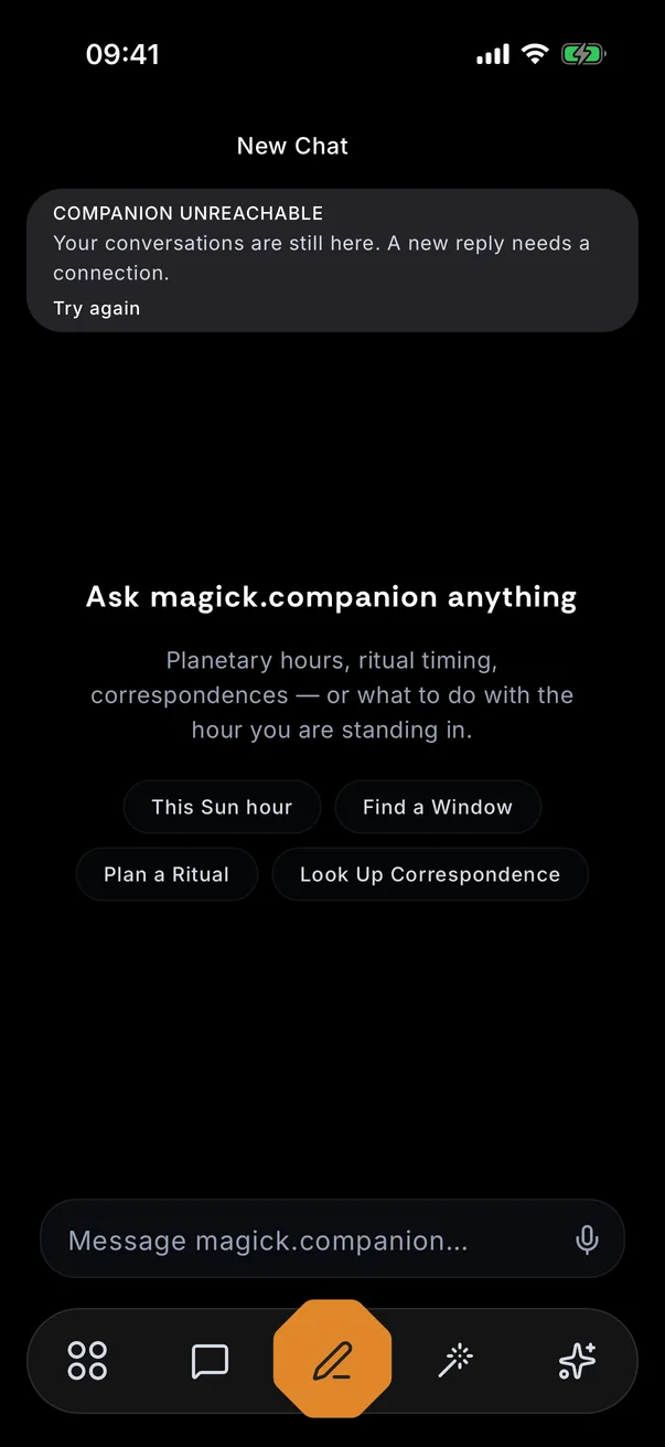 Magick Companion app, The companion chat.