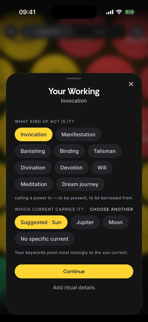 Magick Companion app, A working, timed to its hour.