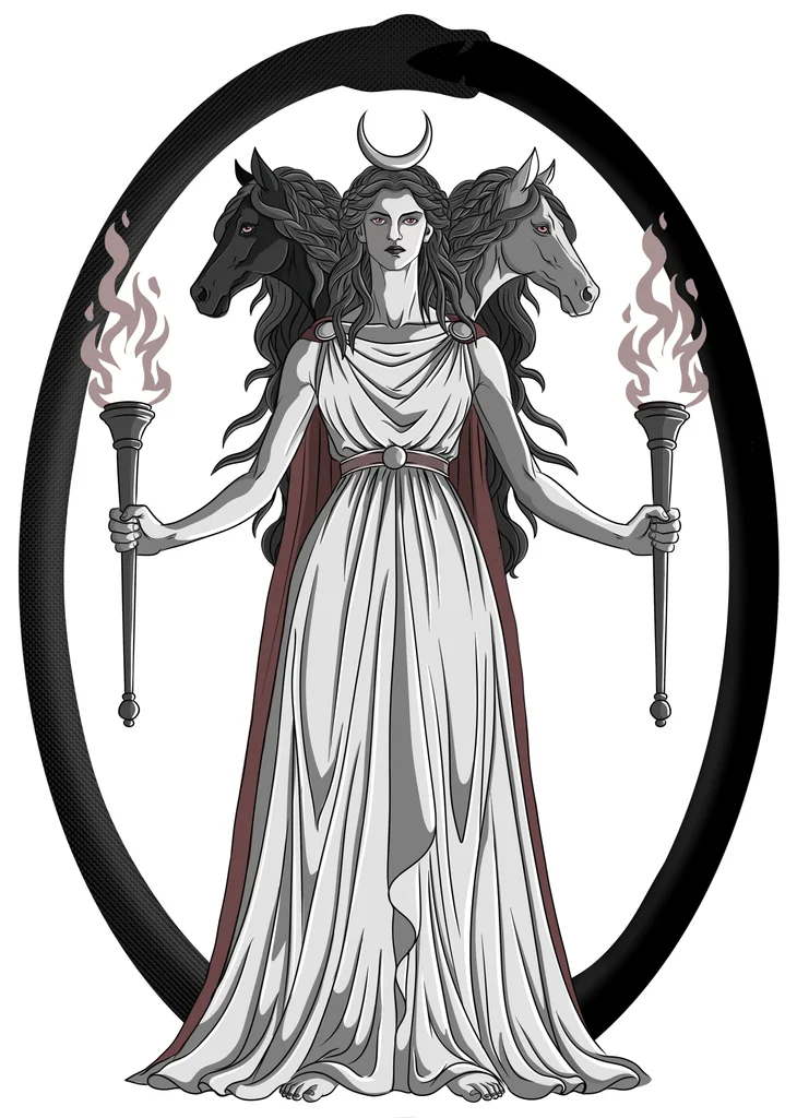 Hekate (Black and White), painting by Martin Neumann