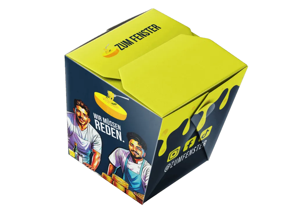 Zum Fenster: The whole brand for a parmesan noodle window: colours, logo, signage and packaging.