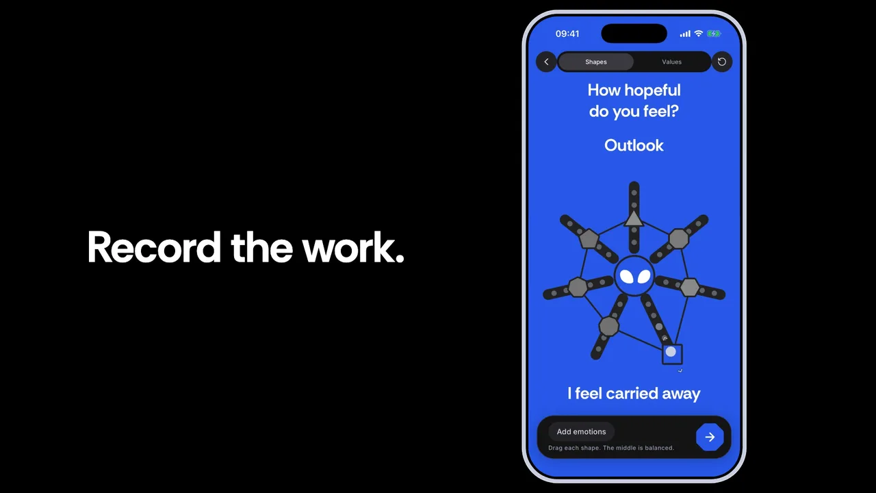 Record the work: a real check-in with its slider, timed to the bar.