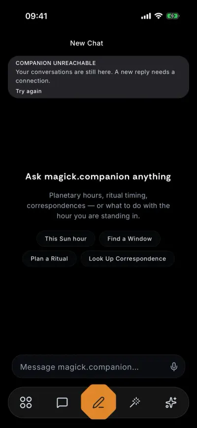 Magick Companion: The companion chat.